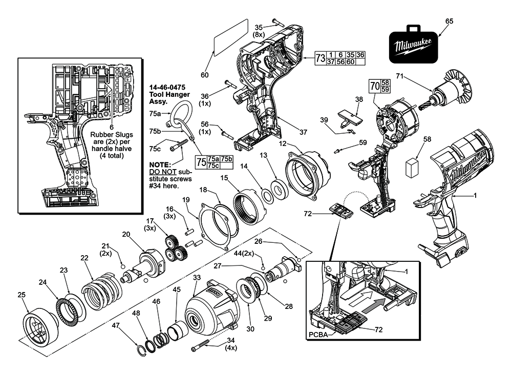 Fig-0 Diagram and Parts List for 2765-059 F81B Milwaukee Impact Driver