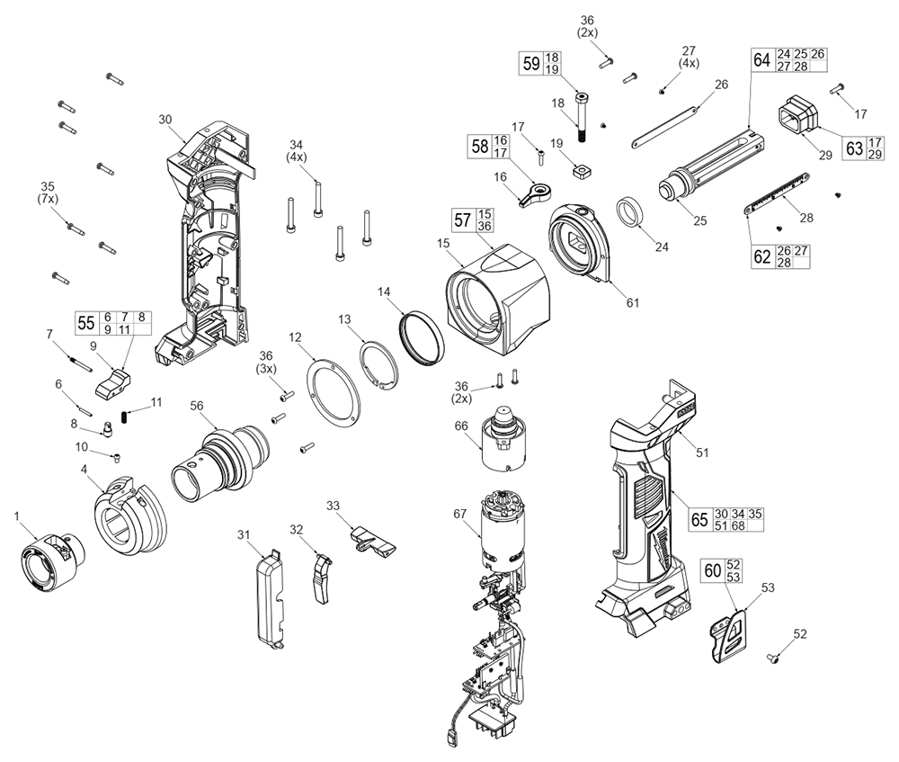 Fig-0 Diagram and Parts List for 2935-20 K90A Milwaukee Miscellaneous