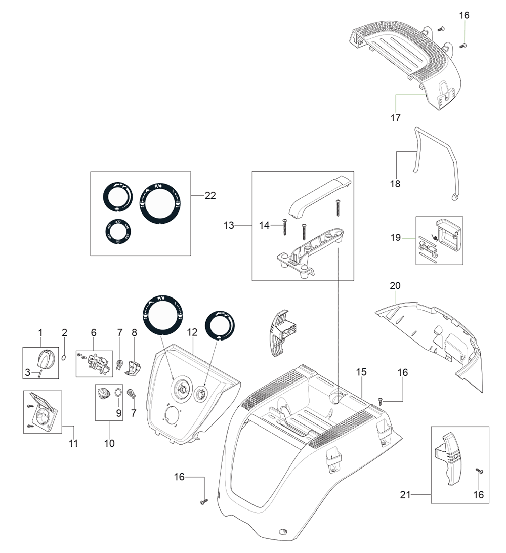Fig-0 Diagram and Parts List for 8960-20 J08A Milwaukee Dust Collector