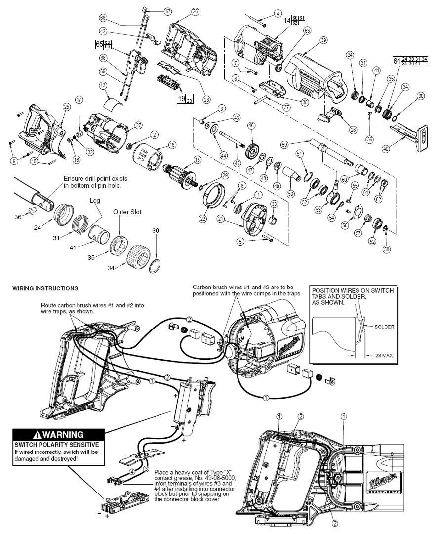 Fig-0 Diagram and Parts List for 0719-22  Milwaukee Saw