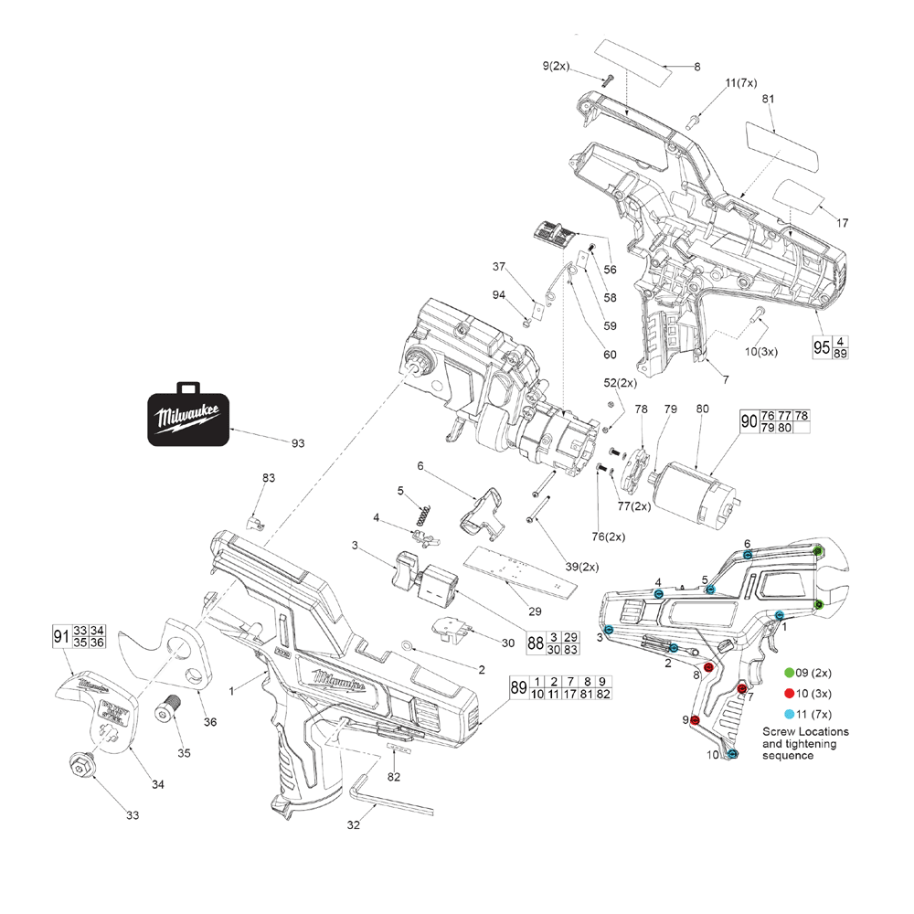 Fig-0 Diagram and Parts List for 2472-21XC E21A Milwaukee Nibbler & Shears