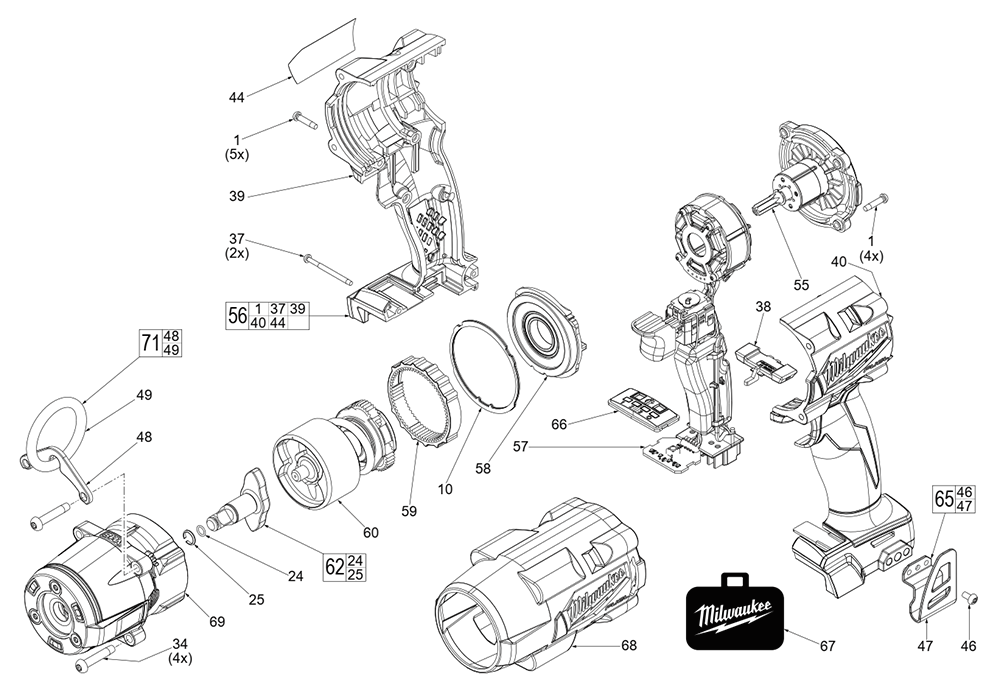 Fig-0 Diagram and Parts List for 2960-20 L78A Milwaukee Impact Driver