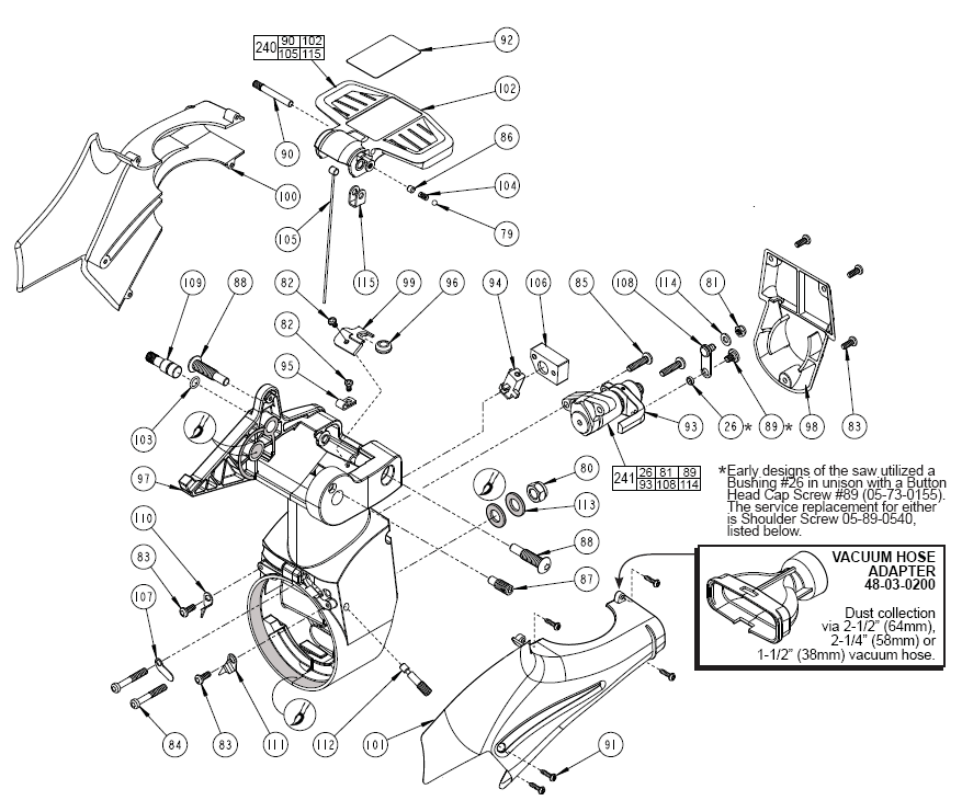 Fig-2 Diagram and Parts List for 6950-20  Milwaukee Saw