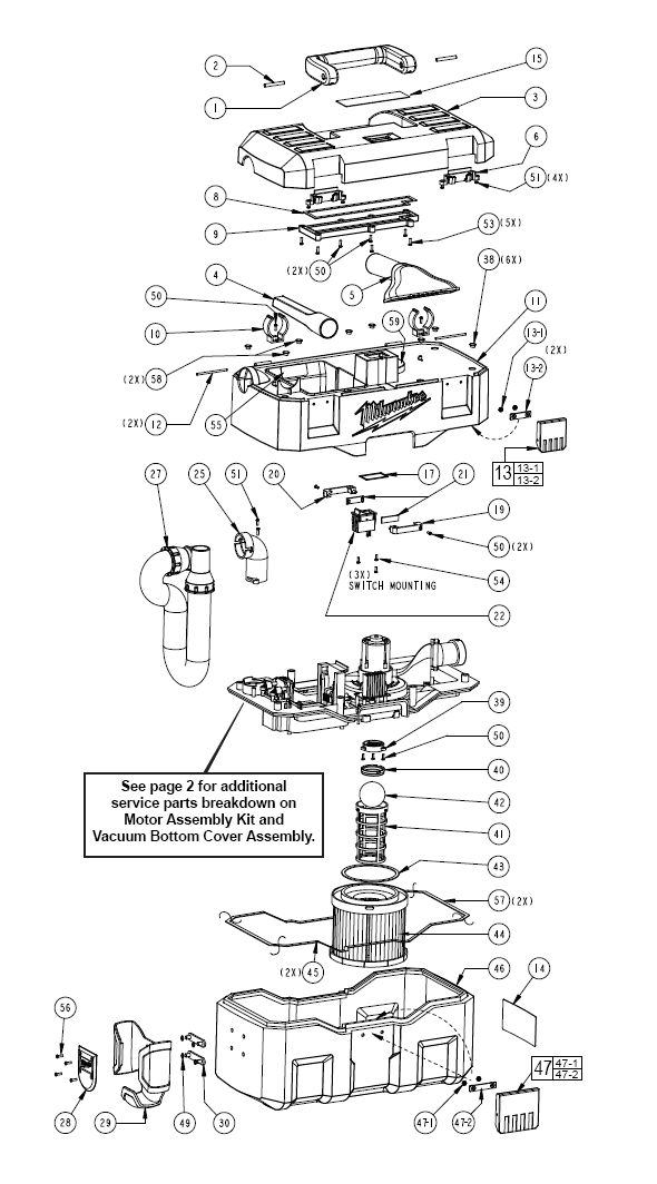 Fig-0 Diagram and Parts List for 0880-20  Milwaukee Leaf Blower / Vacuum