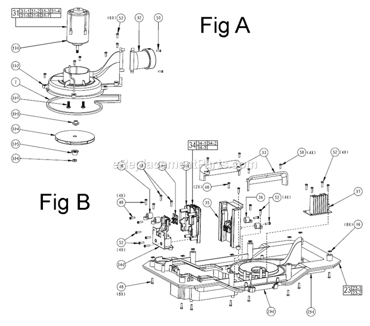 Page B Diagram and Parts List for 0880-20 B34A Milwaukee Utility Vacuum