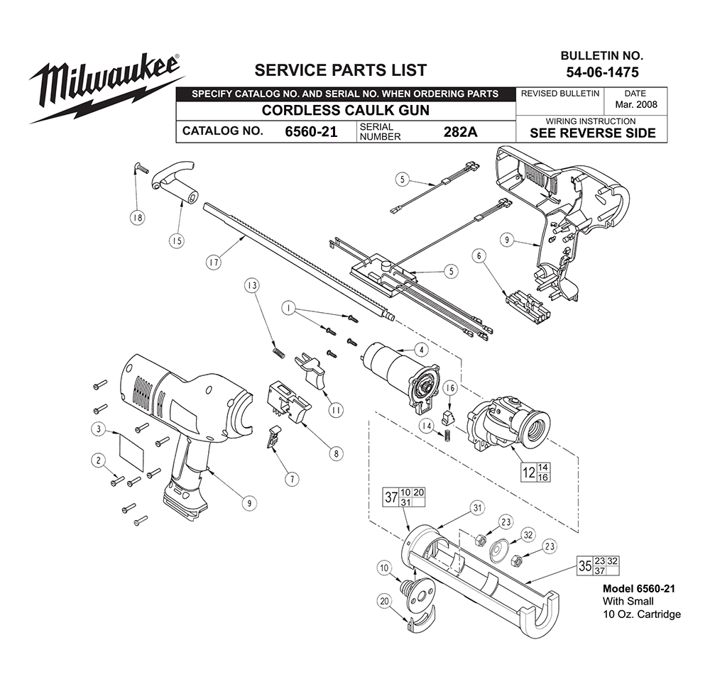Fig-0 Diagram and Parts List for 6560-21 282A Milwaukee Miscellaneous