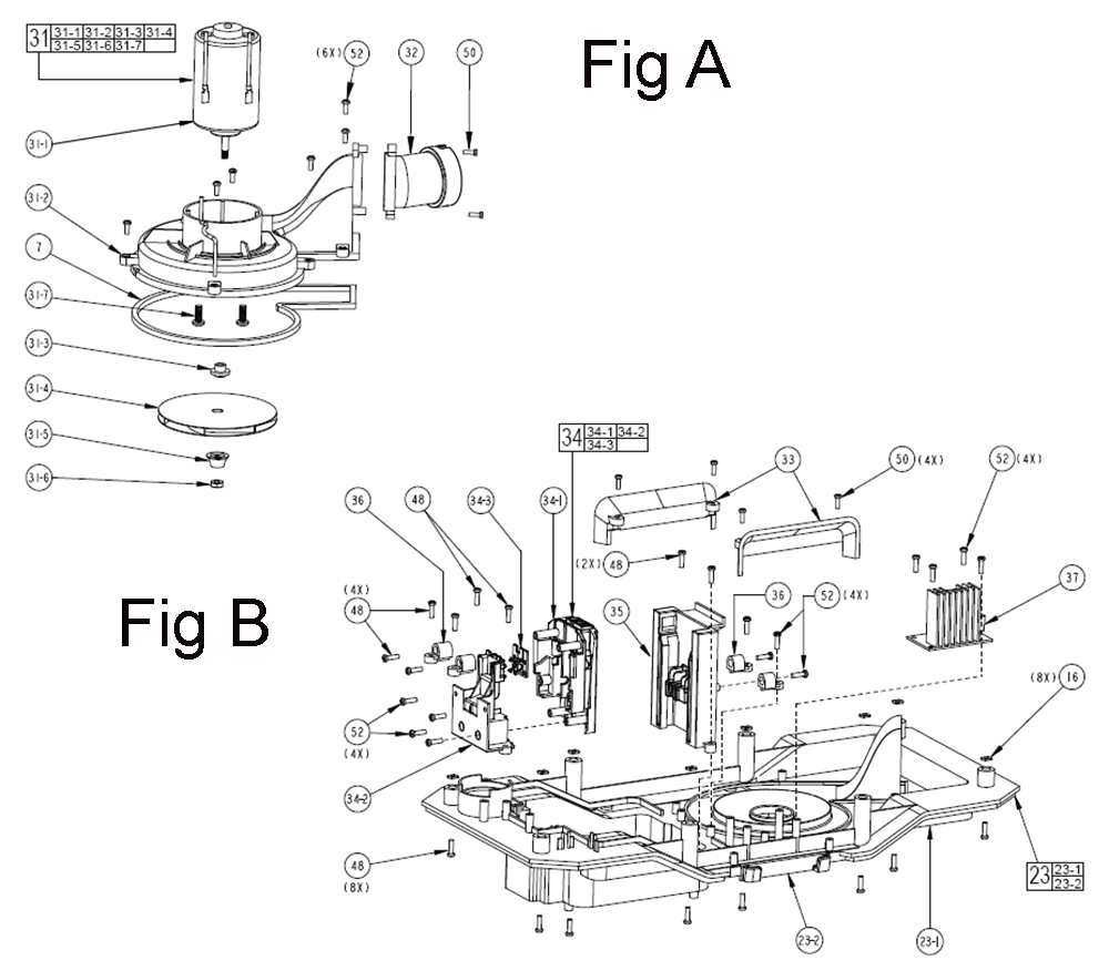 Fig-1 Diagram and Parts List for 0880-20 B34B Milwaukee Utility Vacuum