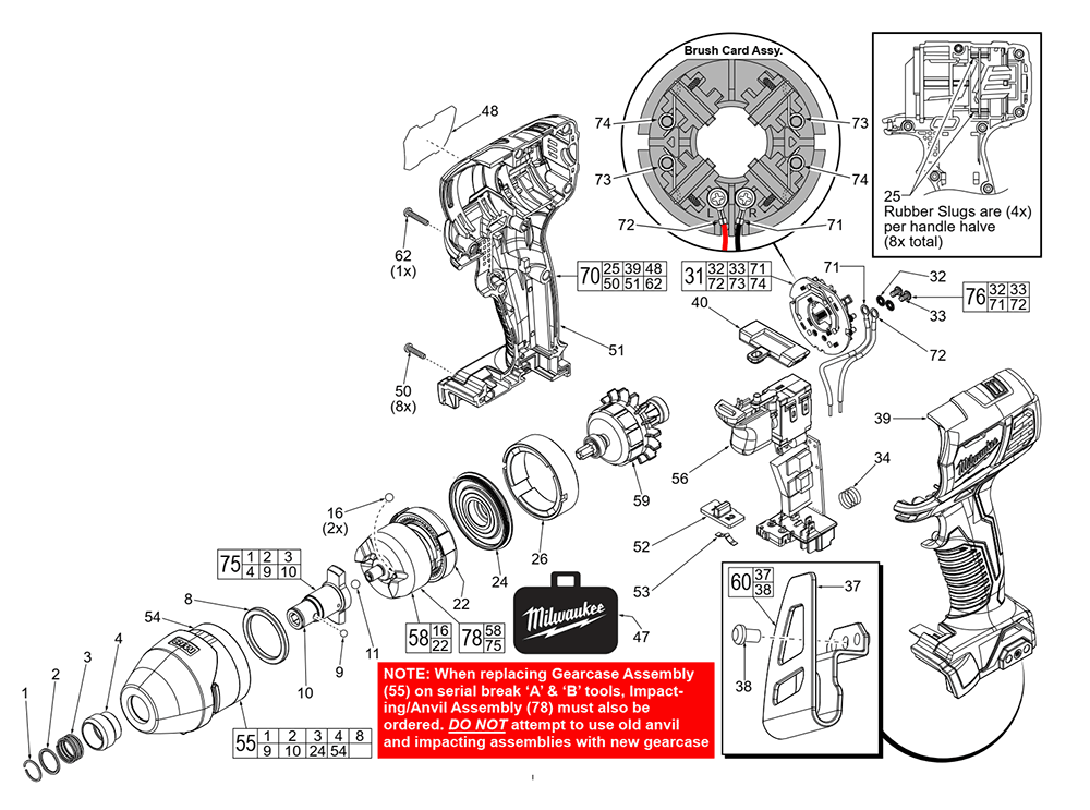 Fig-0 Diagram and Parts List for 2657-059 F68B Milwaukee Impact Driver