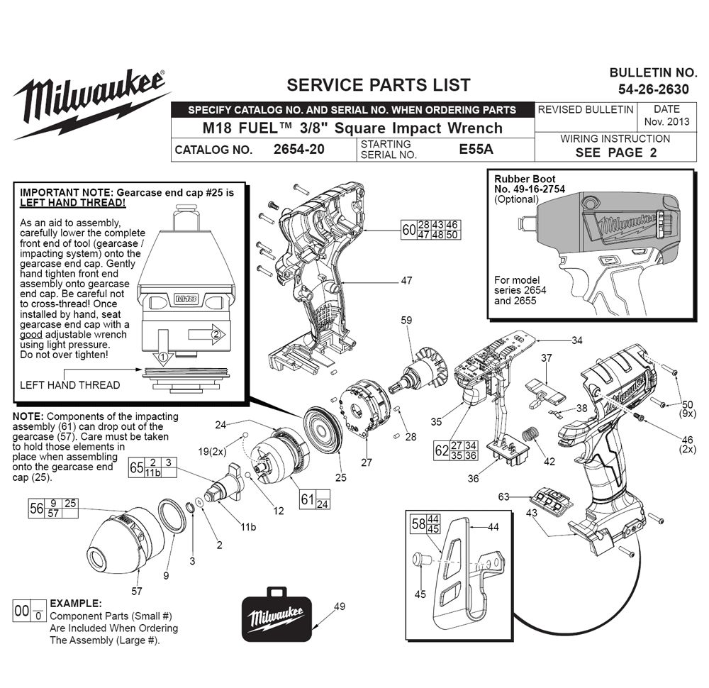 Fig-0 Diagram and Parts List for 2654-20 E55A Milwaukee Impact Driver
