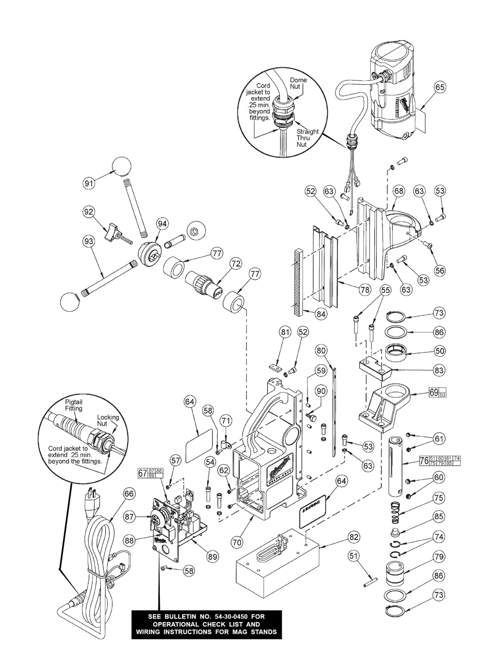 Fig-1 Diagram and Parts List for 4270-21 373A Milwaukee Drill Press