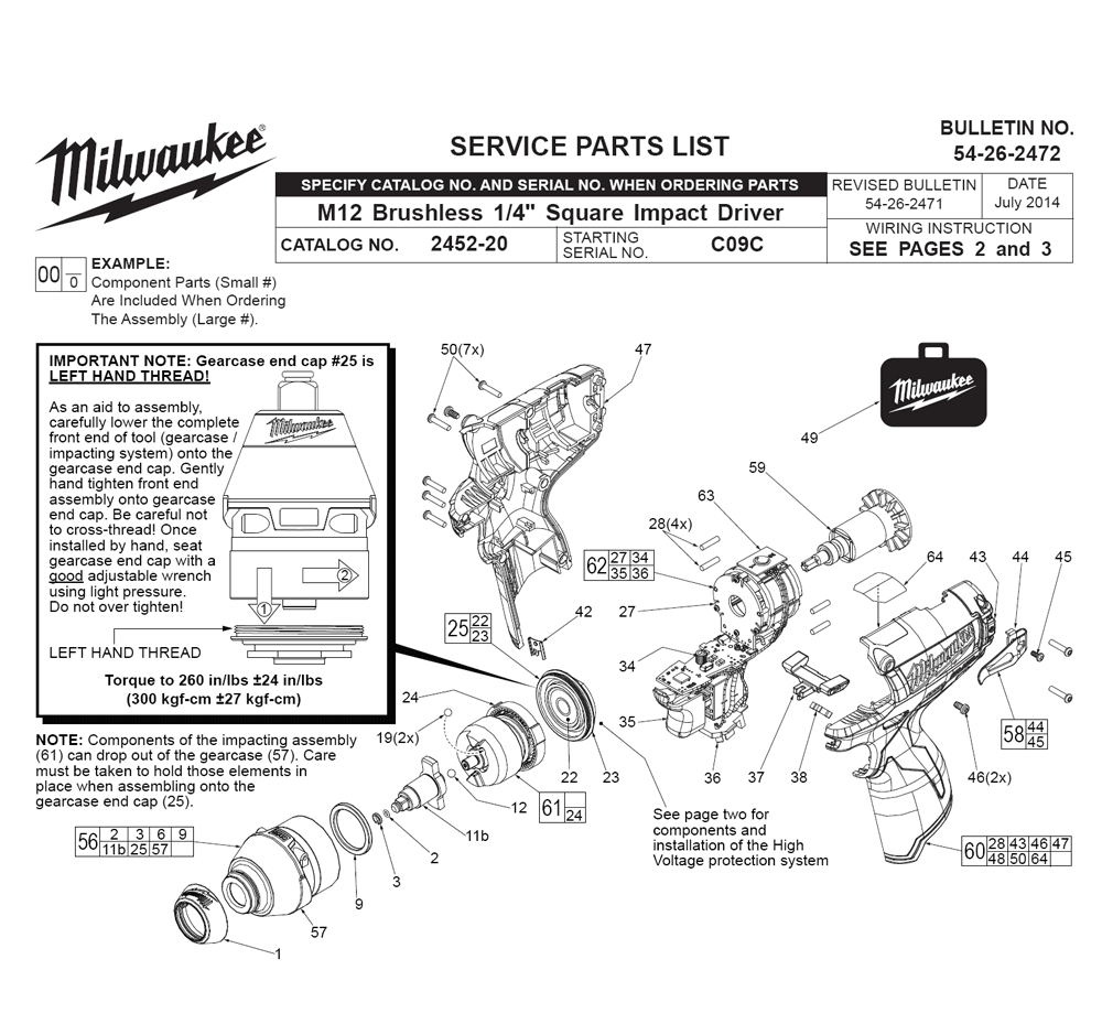 Fig-0 Diagram and Parts List for 2452-22 C09C Milwaukee Impact Driver