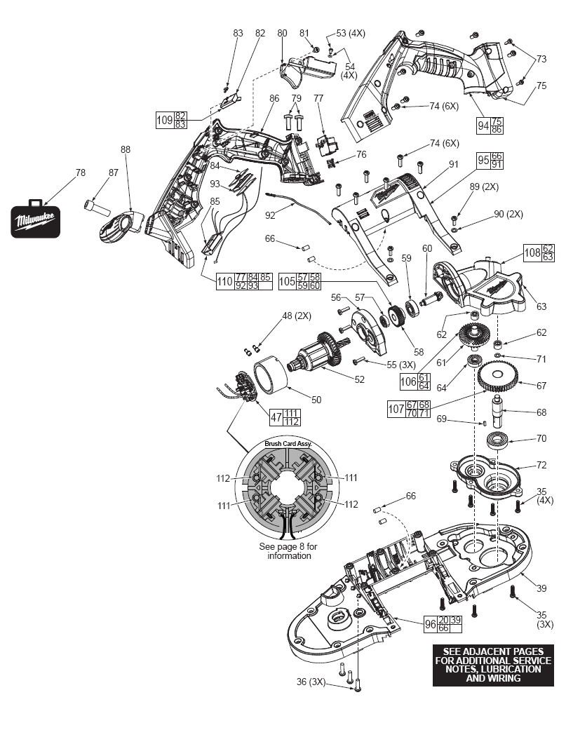 Fig-0 Diagram and Parts List for 2629-20  Milwaukee Saw
