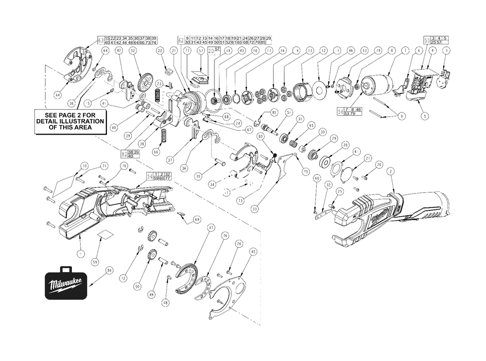 M12 Copper Tubing Cutter Page 1 Diagram and Parts List for 2741-059 D30B Milwaukee Pipe Tools