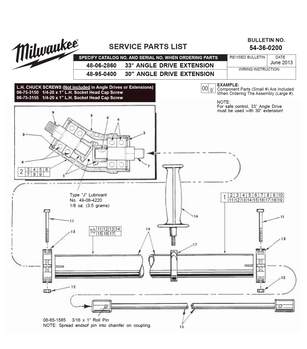 Fig-0 Diagram and Parts List for 48-95-0400  Milwaukee Miscellaneous