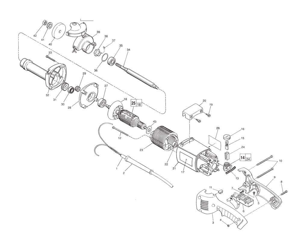 Fig-0 Diagram and Parts List for 5211 676E Milwaukee Angle Grinder