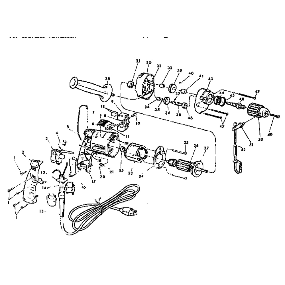 Unit Diagram and Parts List for 0234-1TYPEE  Milwaukee Drill