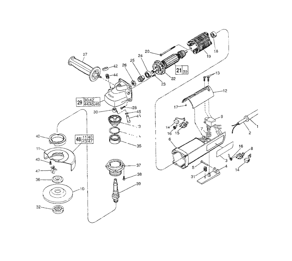 5-Inch D.I. Sander-Grinder Diagram and Parts List for 6141-30 763E Milwaukee Sander Grinder