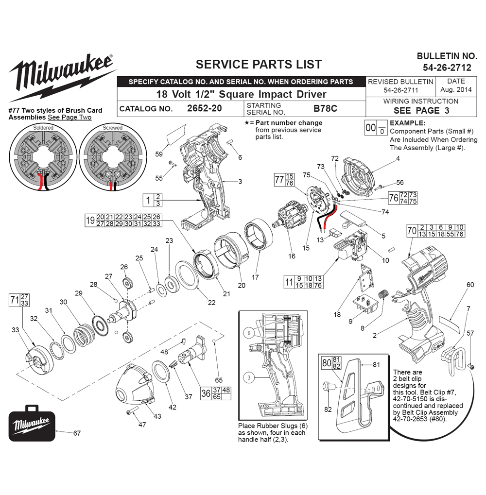 Fig-0 Diagram and Parts List for 2652-22 B78C Milwaukee Impact Driver