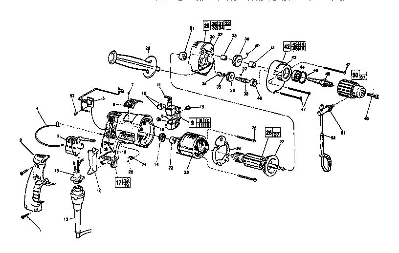 1/2-Inch Magnum Hole Shooter Diagram and Parts List for 0234-1 TYPE J Milwaukee Electric Drill
