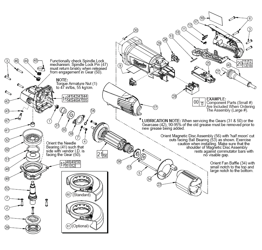 Fig-0 Diagram and Parts List for 6116-31  Milwaukee Angle Grinder