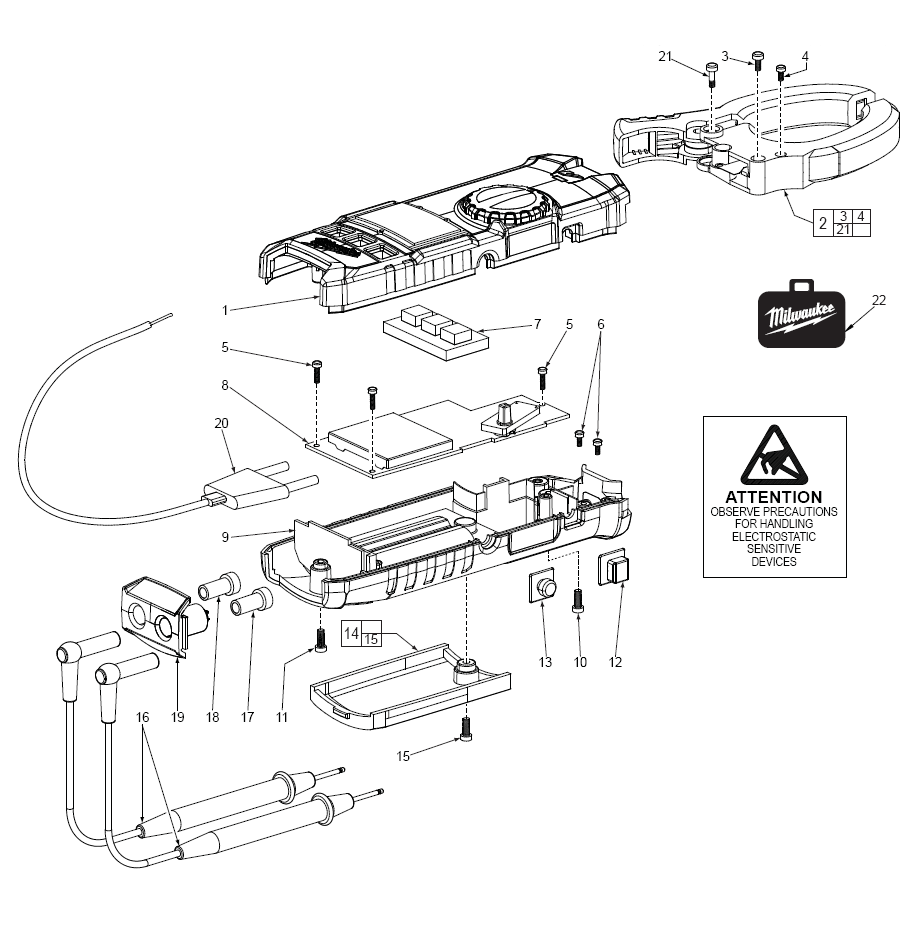 Fig-0 Diagram and Parts List for 2236-20  Milwaukee Miscellaneous