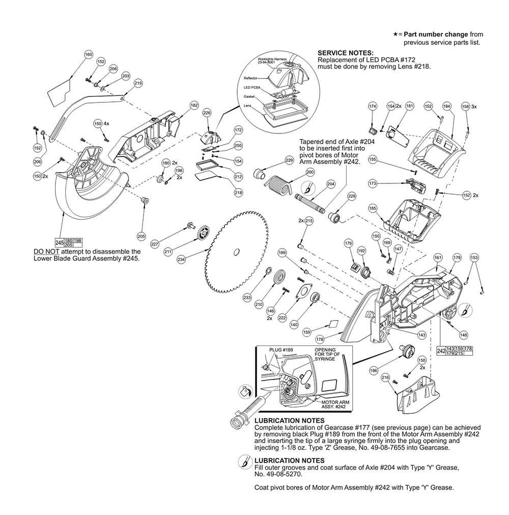 Fig-5 Diagram and Parts List for 6950-20 B27B Milwaukee Saw