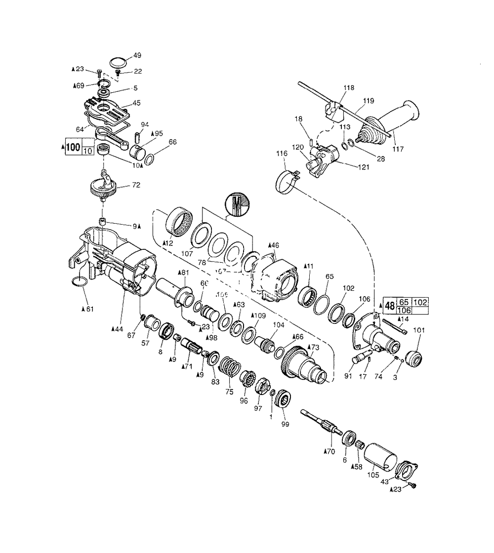 1-1/2-Inch Thunderbolt Rotary Hammer Part 2 Diagram and Parts List for 5316-21 845C Milwaukee Hammer Drill