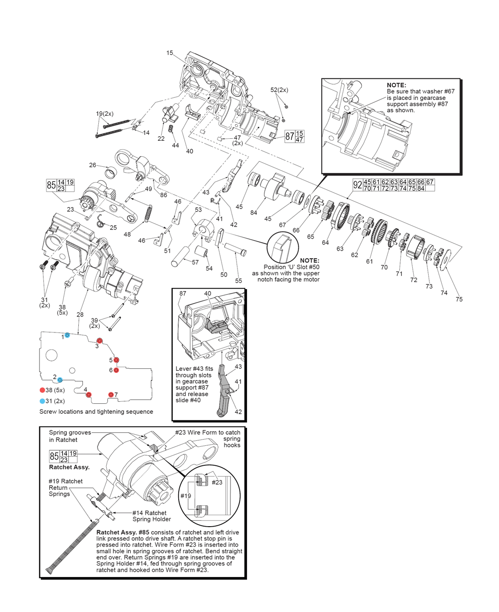 Fig-1 Diagram and Parts List for 2472-20 E21B Milwaukee Nibbler & Shears