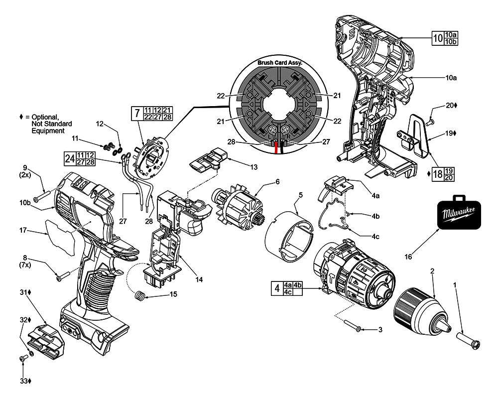 Fig-0 Diagram and Parts List for 2607-059 F62A Milwaukee Hammer Drill