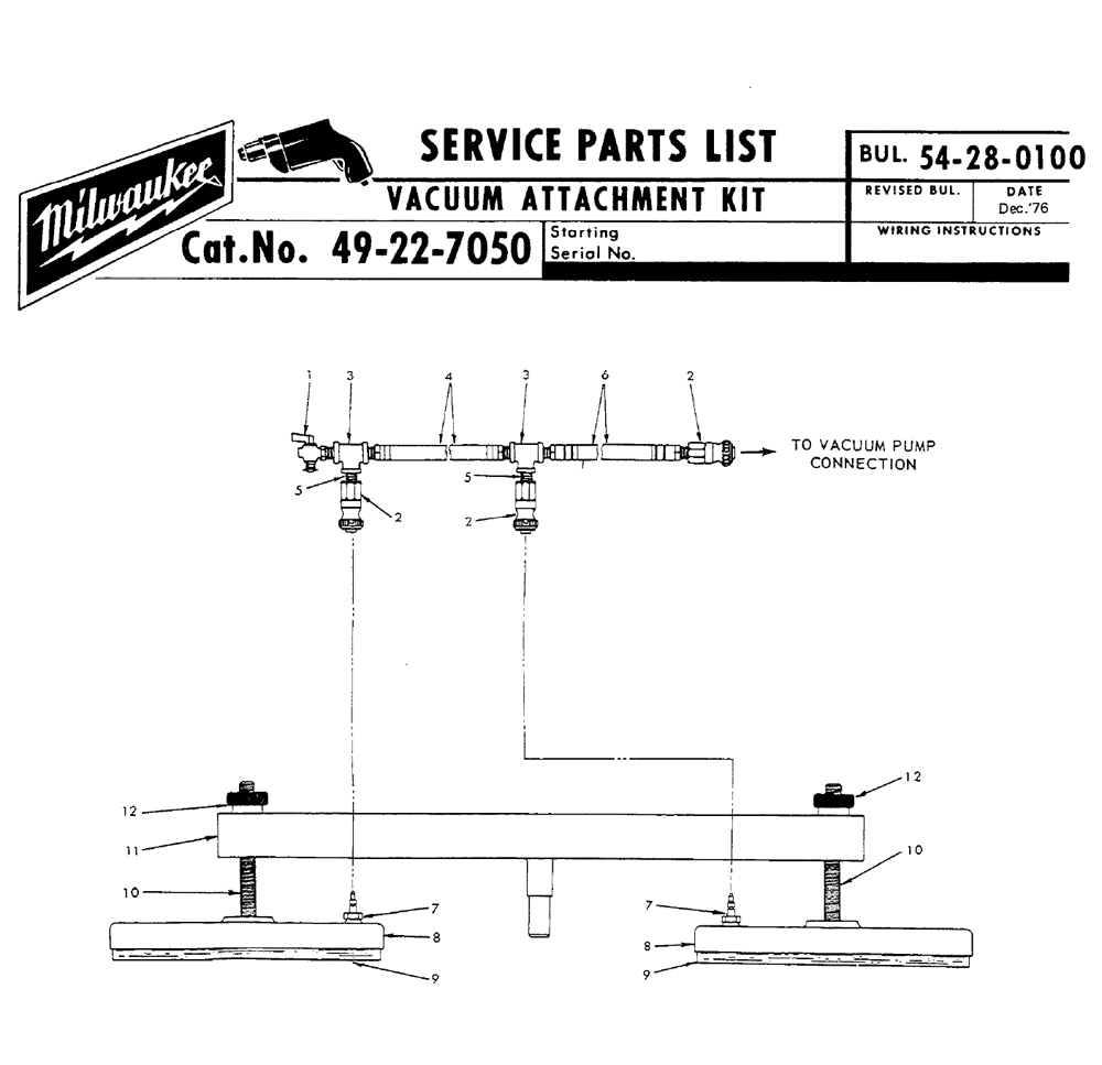 Fig-0 Diagram and Parts List for 49-22-7050  Milwaukee Dust Collector