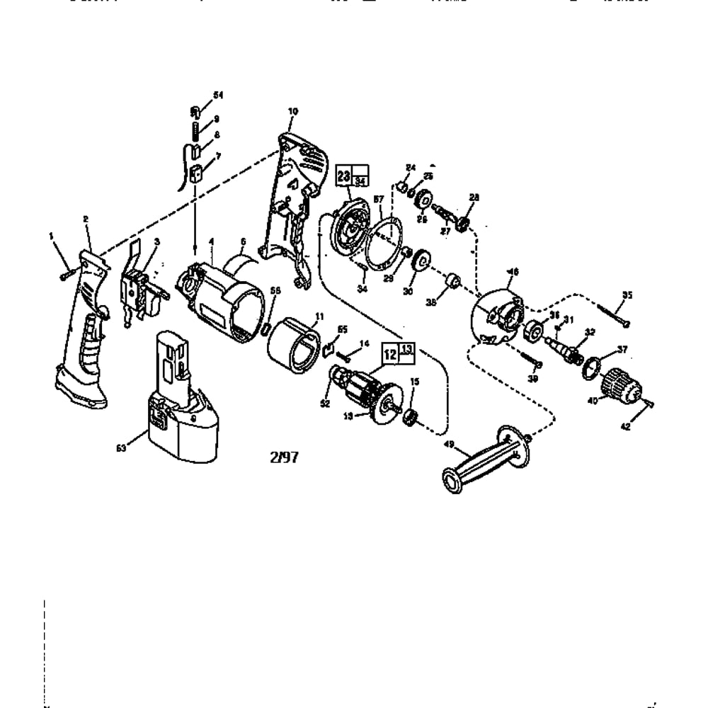 Unit Diagram and Parts List for 0430-1TYPE847B  Milwaukee Drill