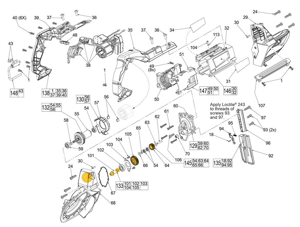 Fig-0 Diagram and Parts List for 2729S-20 L06B Milwaukee Band Saw
