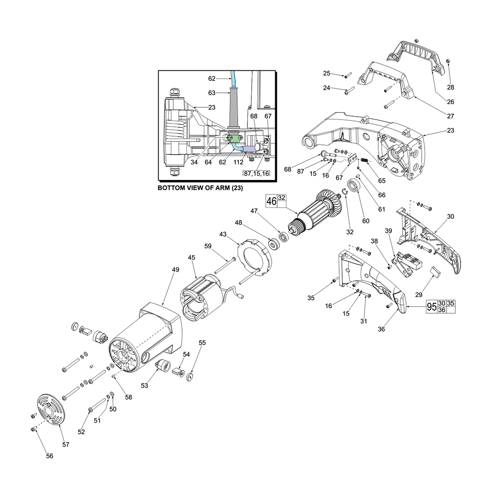 Fig-1 Diagram and Parts List for 6177-59A C79A Milwaukee Miter Saw