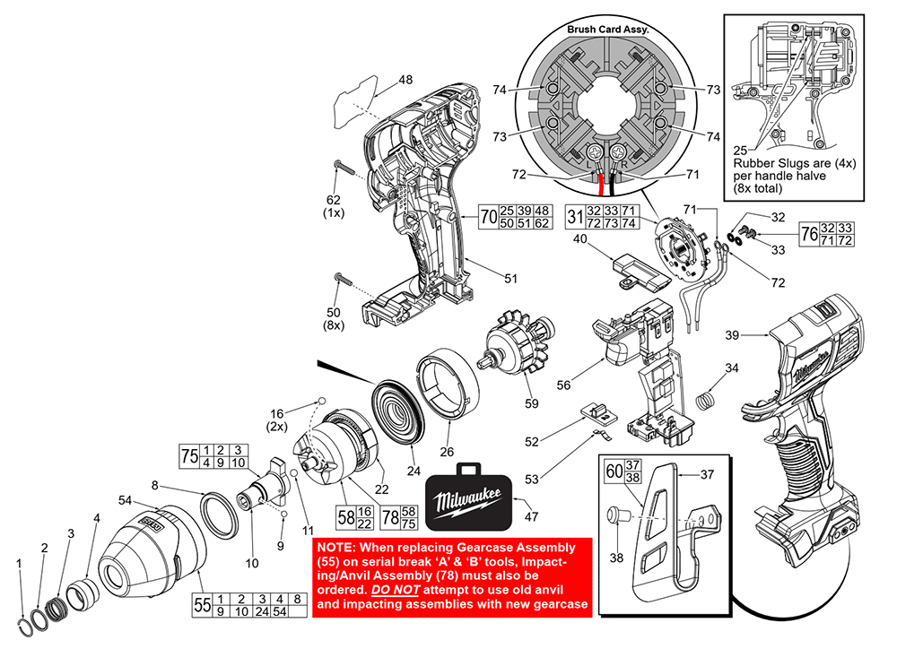 Fig-0 Diagram and Parts List for 2657-059 F68A Milwaukee Impact Driver