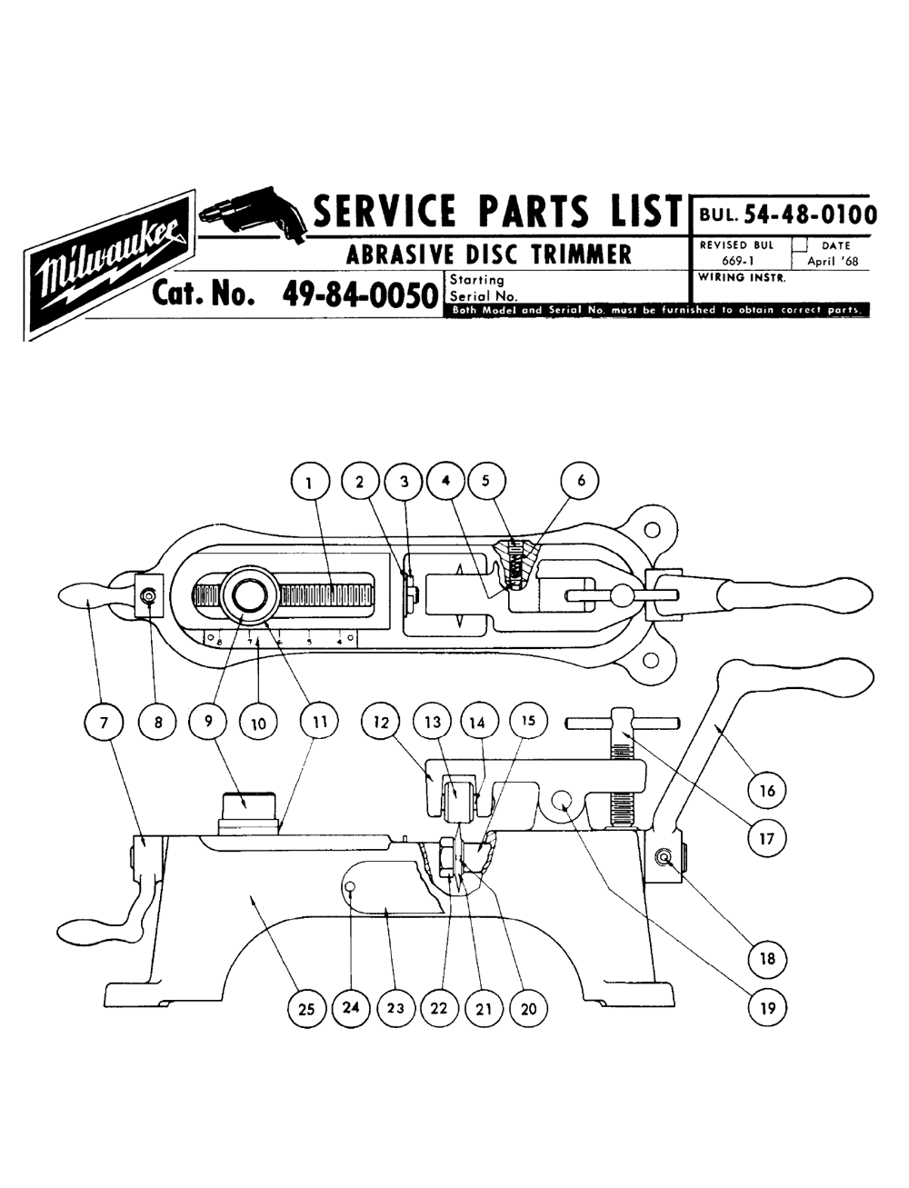 Fig-0 Diagram and Parts List for 49-84-0050  Milwaukee Router