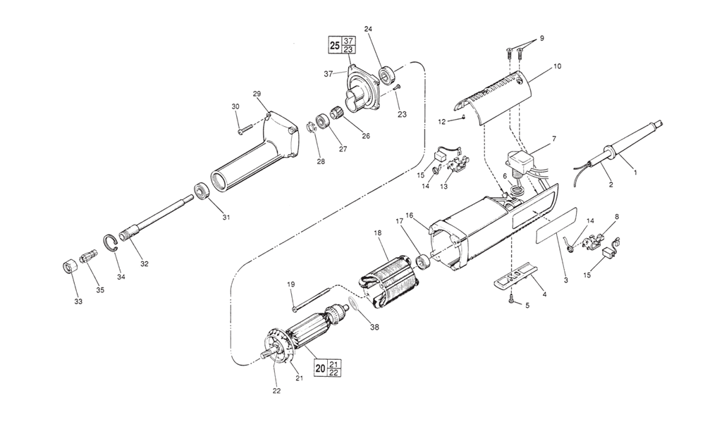 Fig-0 Diagram and Parts List for 5192 669E Milwaukee Angle Grinder