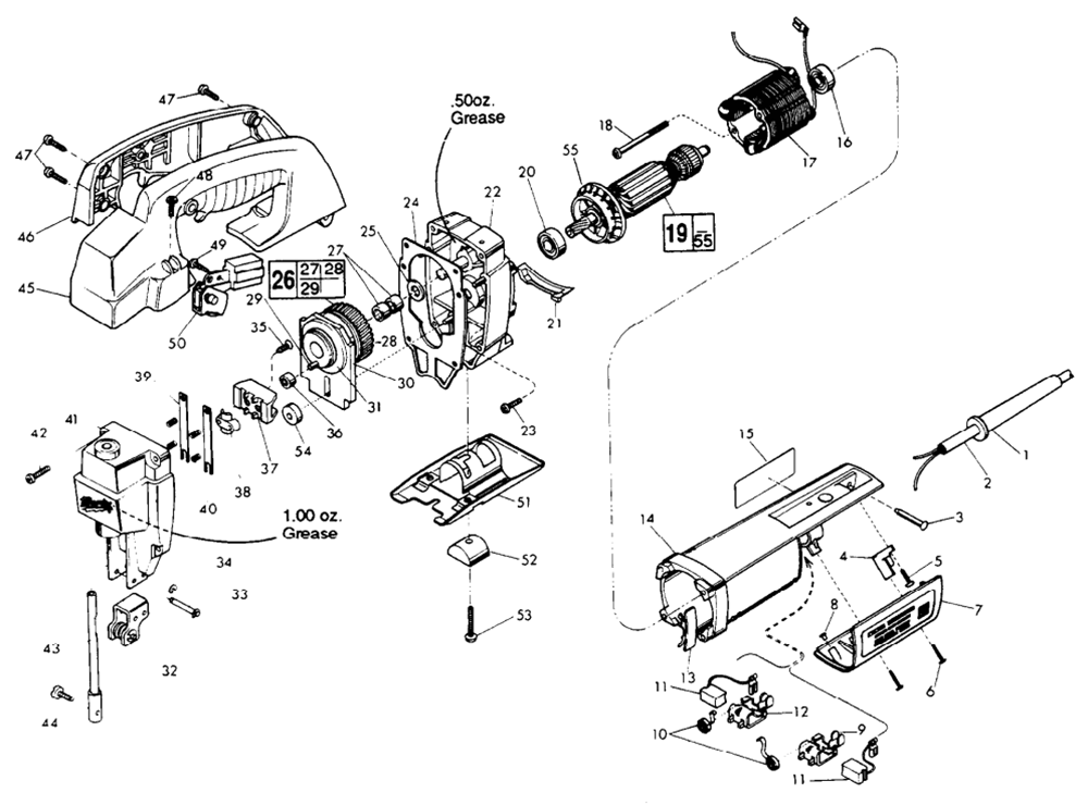 Fig-0 Diagram and Parts List for 6256-2 749-1001 Milwaukee Saw