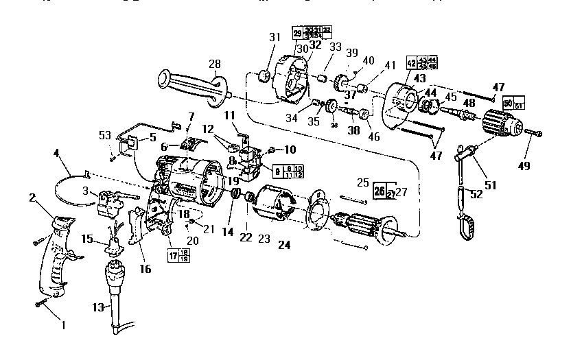 Unit Diagram and Parts List for 0234-1 TYPE G Milwaukee Electric Drill
