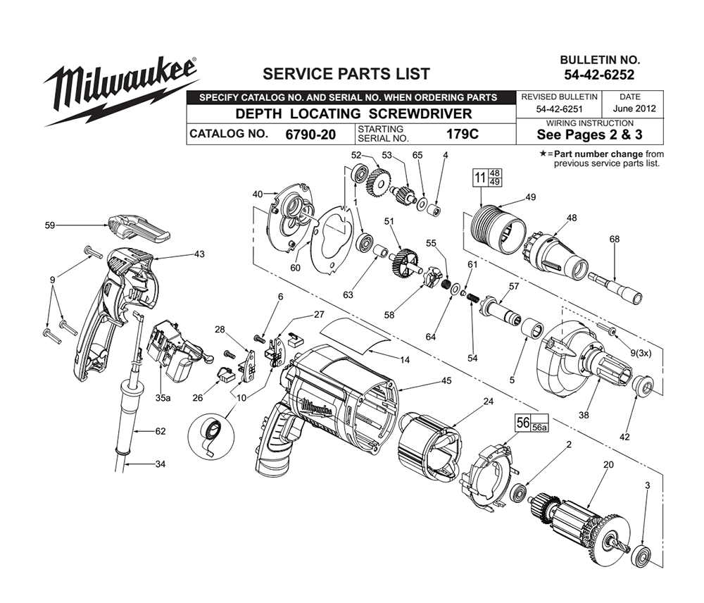 Fig-0 Diagram and Parts List for 6790-20 179C Milwaukee Electric Drill