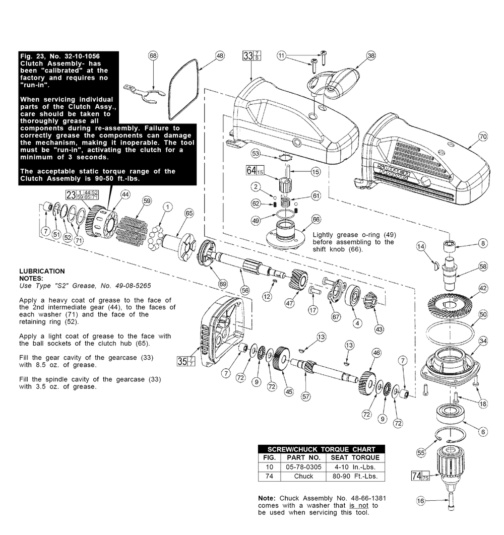 Fig-1 Diagram and Parts List for 1680-21 407A Milwaukee Electric Drill