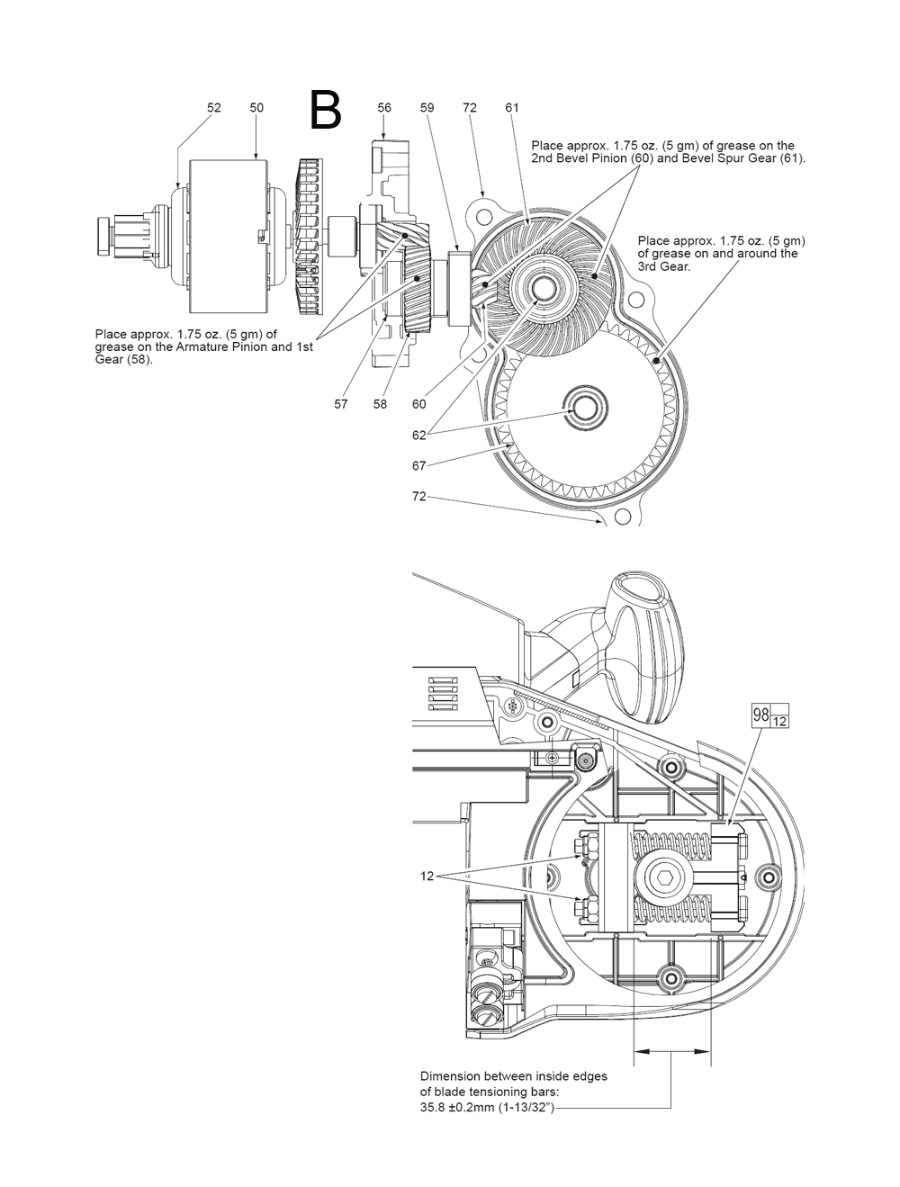 Fig-2 Diagram and Parts List for 2629-22 C14B Milwaukee Saw