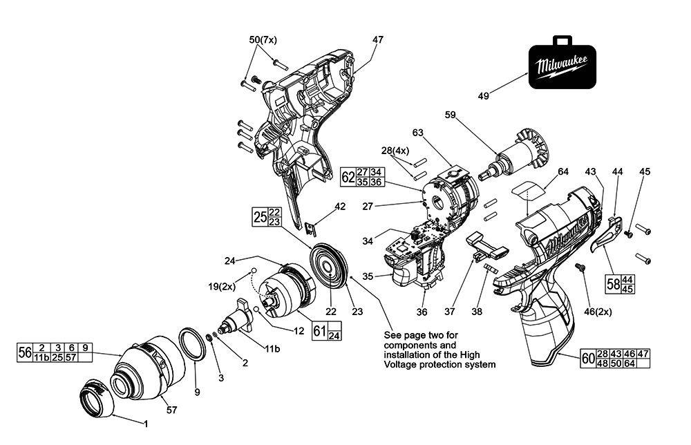 Fig-0 Diagram and Parts List for 2452-059 F12C Milwaukee Impact Driver