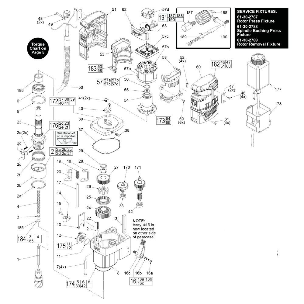 Fig-1 Diagram and Parts List for 2788-22 G57A Milwaukee Drill Press