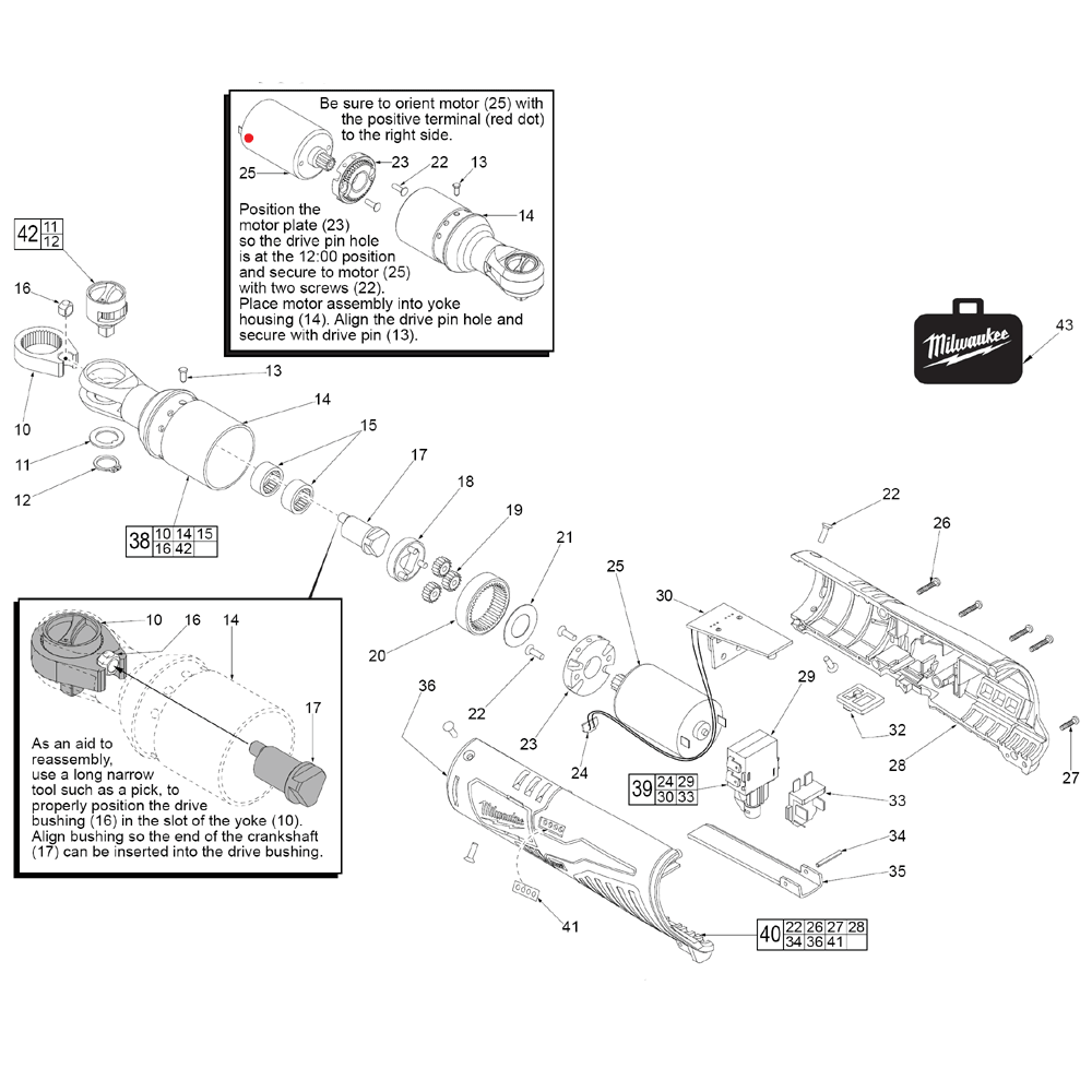 Fig-0 Diagram and Parts List for 2456-21 D53A Milwaukee Cordless Drill