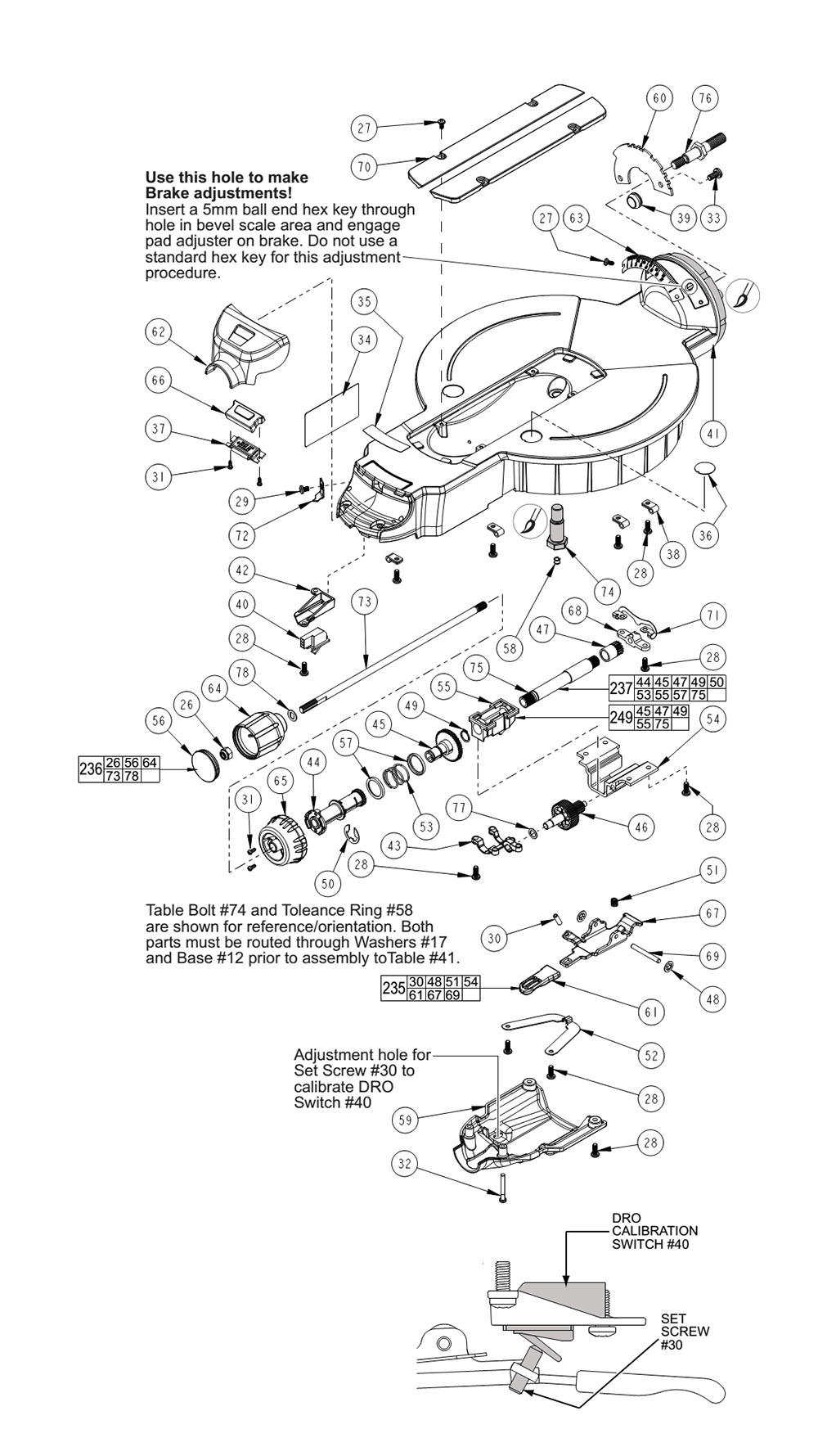 Fig-1 Diagram and Parts List for 6950-20 B27B Milwaukee Saw