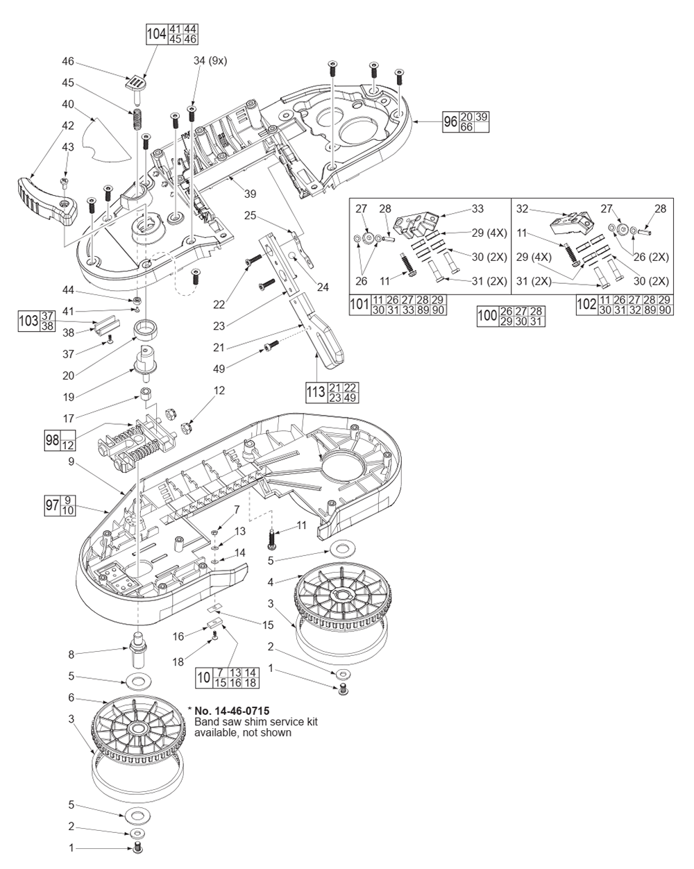 Fig-0 Diagram and Parts List for 2629-20 C14D Milwaukee Saw