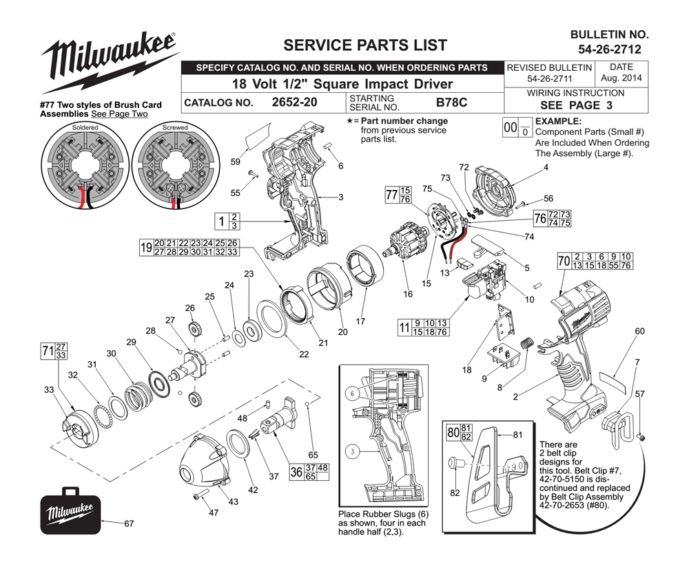 Fig-0 Diagram and Parts List for 2652-20 B78C Milwaukee Impact Driver