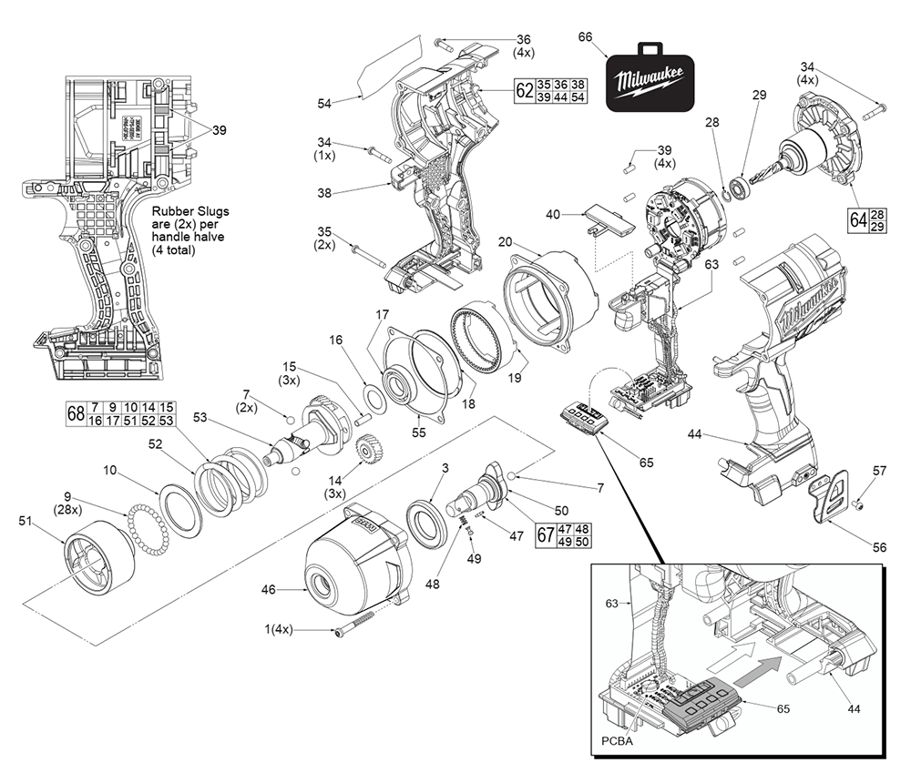Fig-0 Diagram and Parts List for 2766-20 H95A Milwaukee Impact Driver