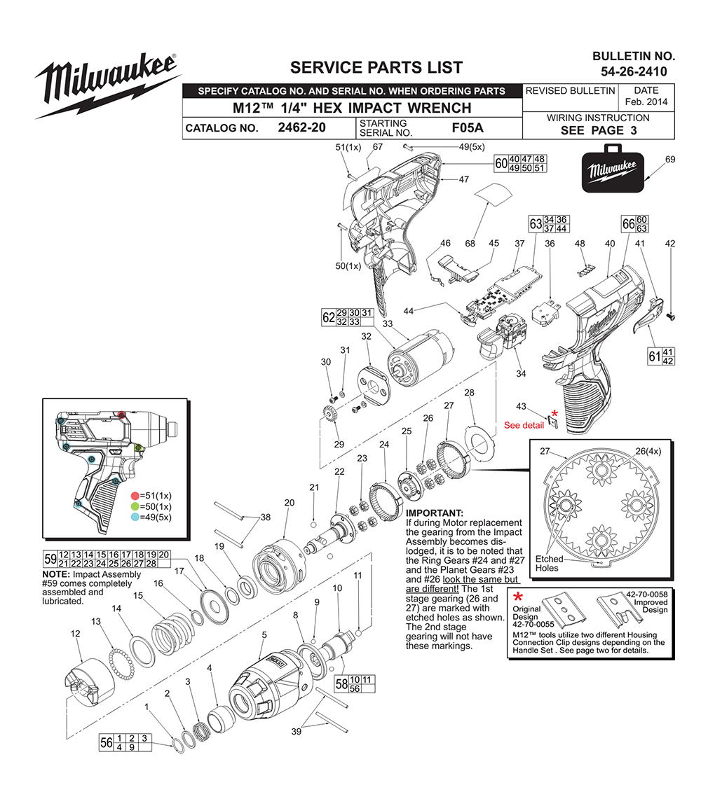Fig-0 Diagram and Parts List for 2462-20 F05A Milwaukee Impact Driver