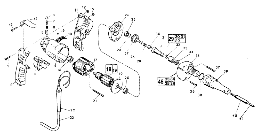 Fig-0 Diagram and Parts List for 6750-3 464-1001 Milwaukee Electric Drill